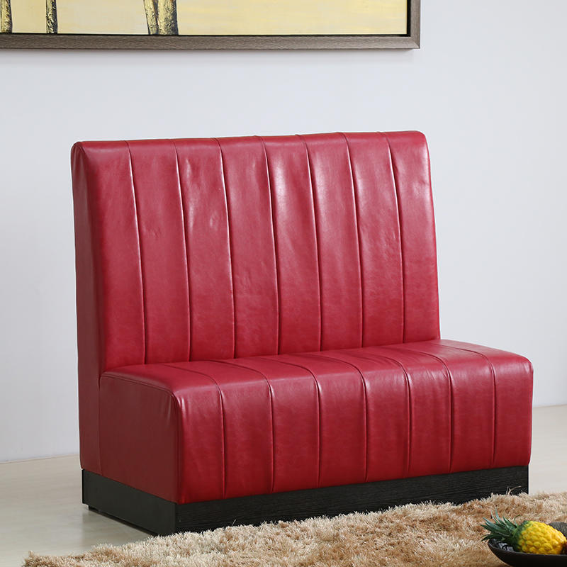 (SP-KS257) Cafe furniture red leather sofa booth seating