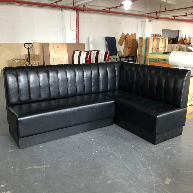 Modern black leather sofa restaurant furniture