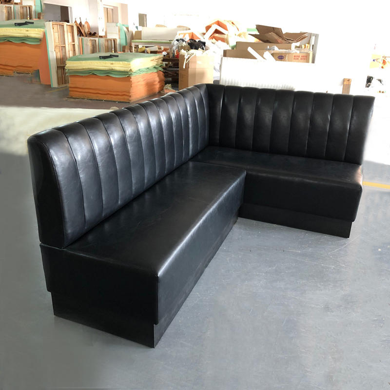 Modern black leather sofa restaurant furniture