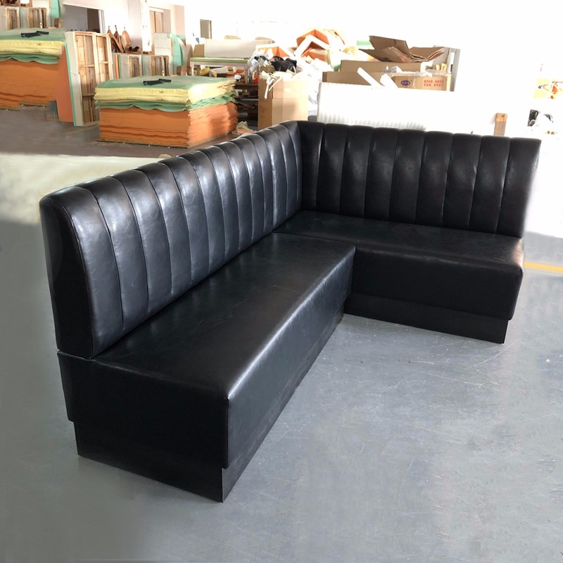 product-Modern black leather sofa restaurant furniture-Uptop Furnishings-img