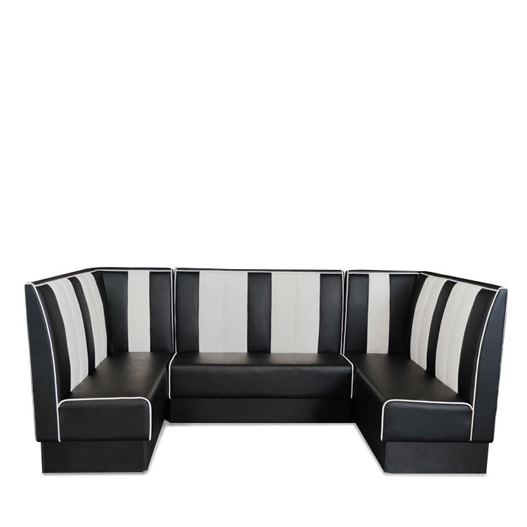 (SP-KS269)  Restaurant sets seating black leather sofa