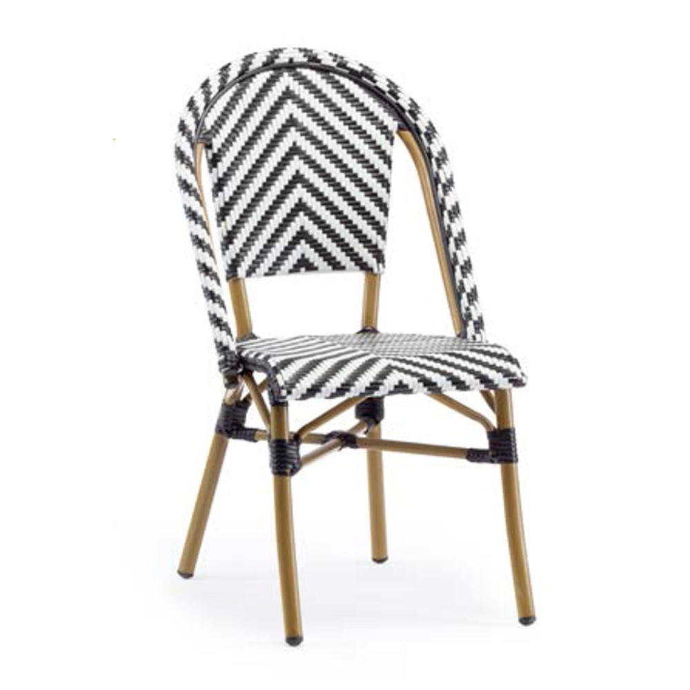 Muti-Color Weaved Diamond Pattern Rattan French Dining Chair