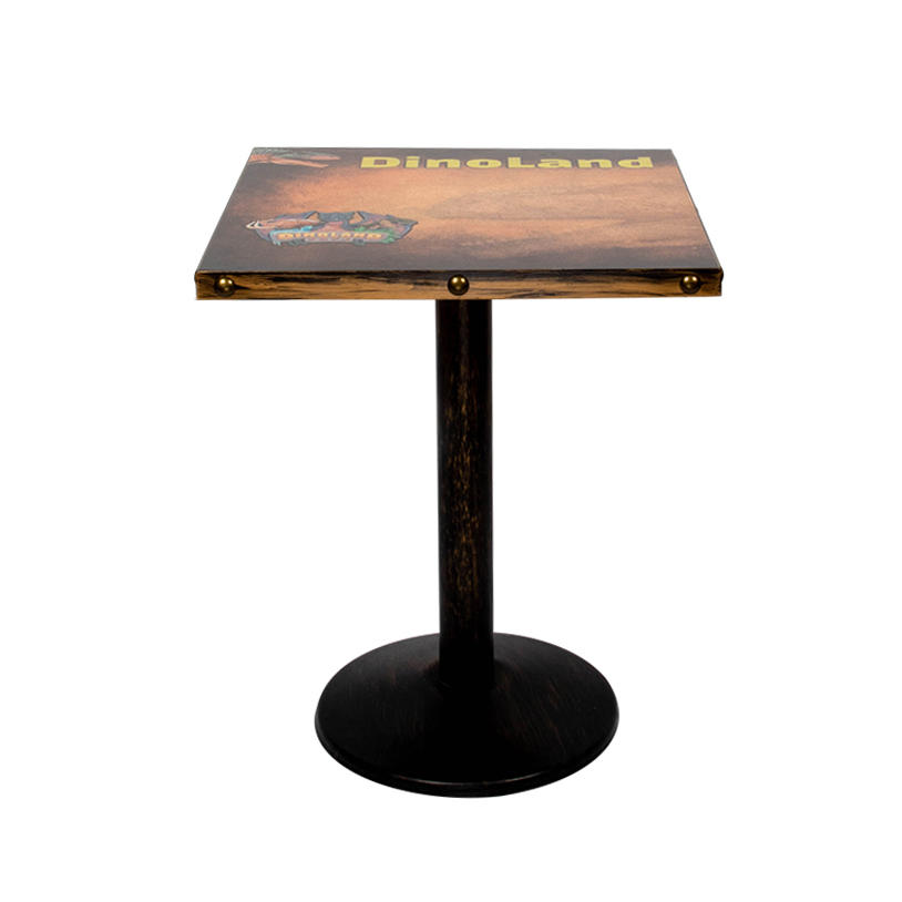 Fashionable picture printing laminate top metal base dining tables for sale