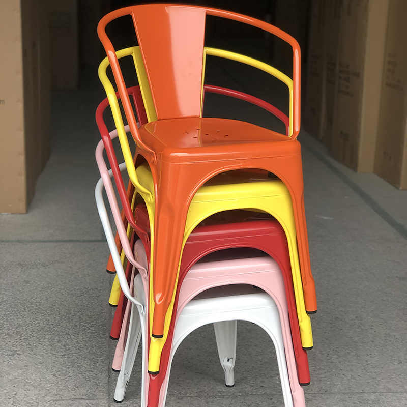 Colorful metal dining chair for restaurant