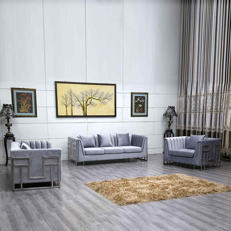 Three seater velvet luxury sofa living room furniture sofa set