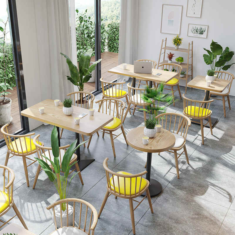 Popular elegant wood dining cafe table and chairs used for restaurant