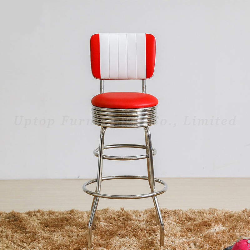Wholesale 1950s Retro High Quality Bar Stools Round Bistro High Chairs