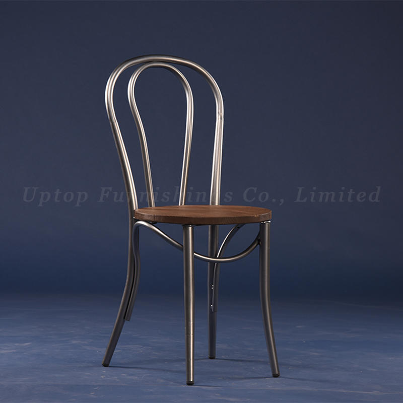 Uptop french cafe round back Metal Chairs with leather cushion
