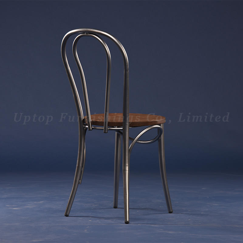 Uptop french cafe round back Metal Chairs with leather cushion