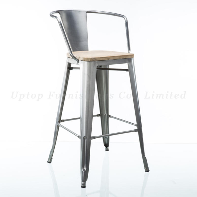 Industrial vintage metal bar stool chairs with arm rest