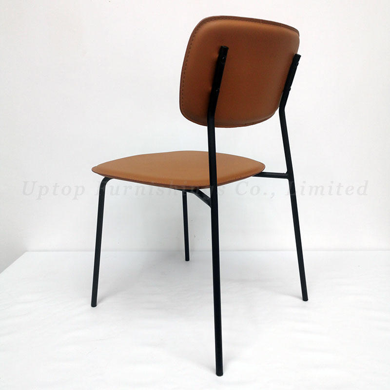 Modern cafe furniture stackable leather metal restaurant chairs