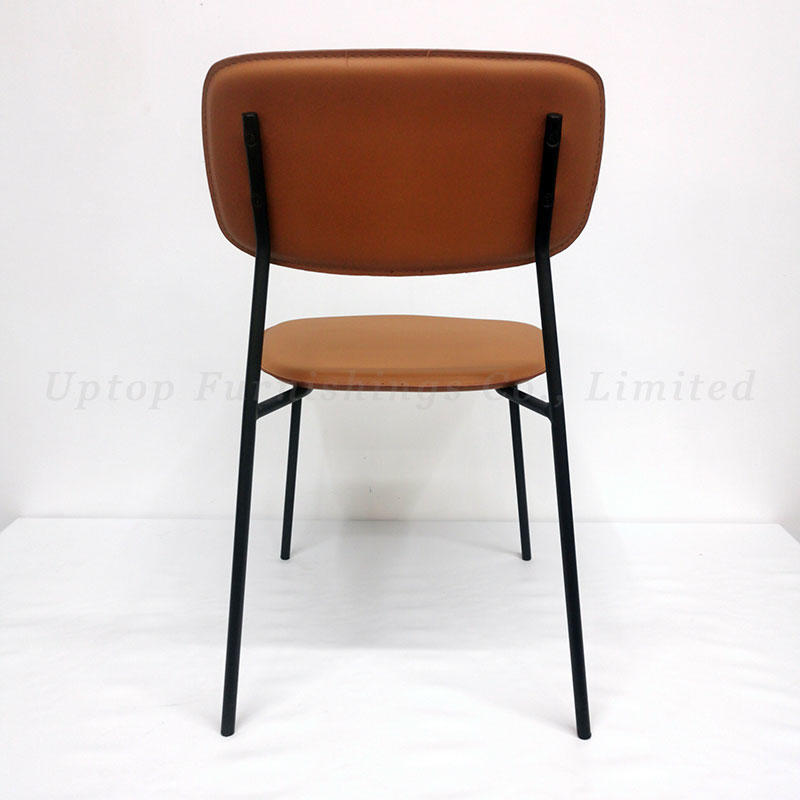 Modern cafe furniture stackable leather metal restaurant chairs