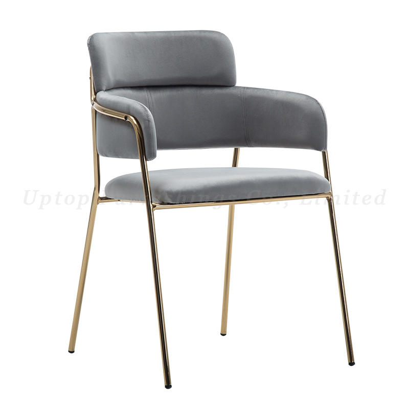 Modern stainless steel golden cafe chair dining with arms