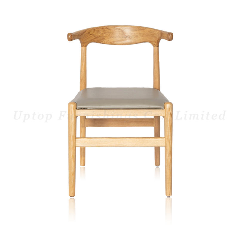 solid wood chair leather seat cushion coffee restaurant canteen dining chair