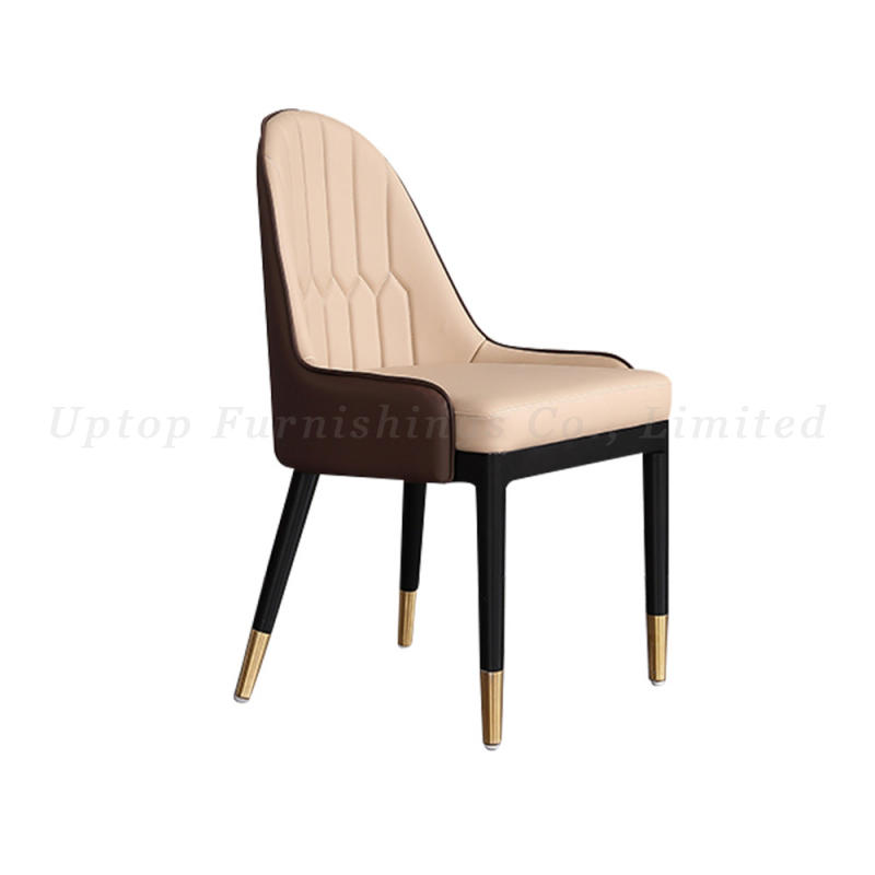 Modern noble wooden chair frame upholstered leather living room chair