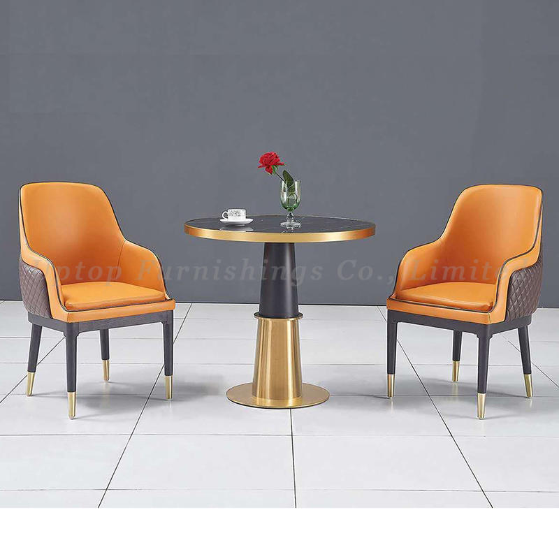 Luxury stainless steel legs coffee shop furniture wooden chair