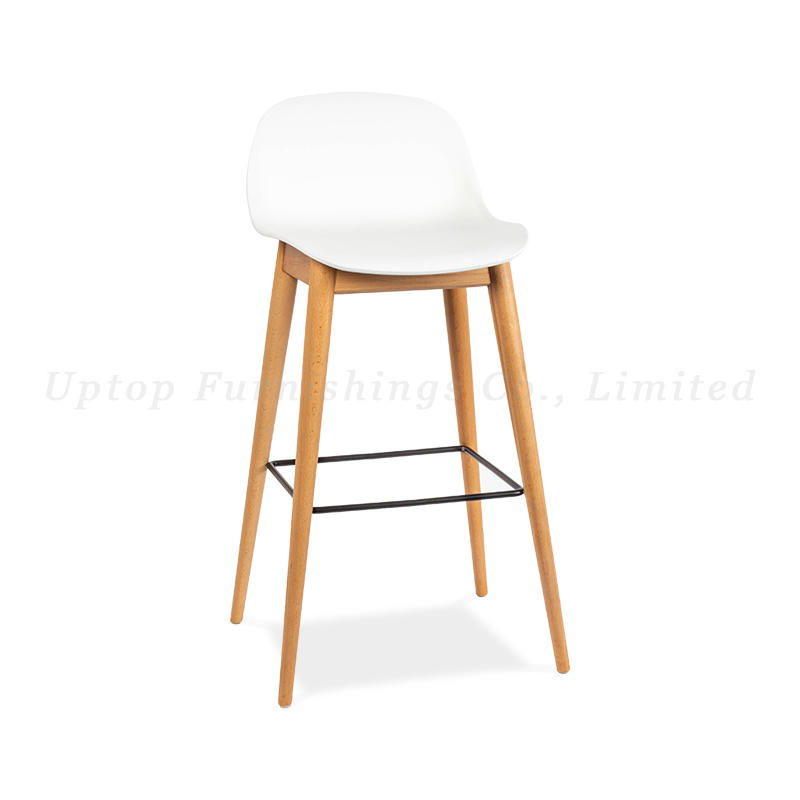 Counter used White plastic seat wooden chairs and bar stools