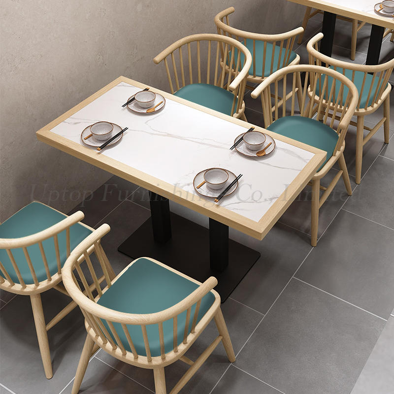 Nordic high quality upholstered solid wood restaurant table and chair restaurant furniture sets