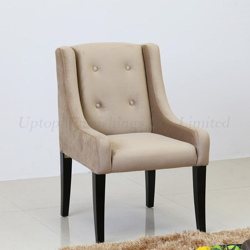 Hot sale restaurant furniture sets pu leather solid wood legs dining chair.