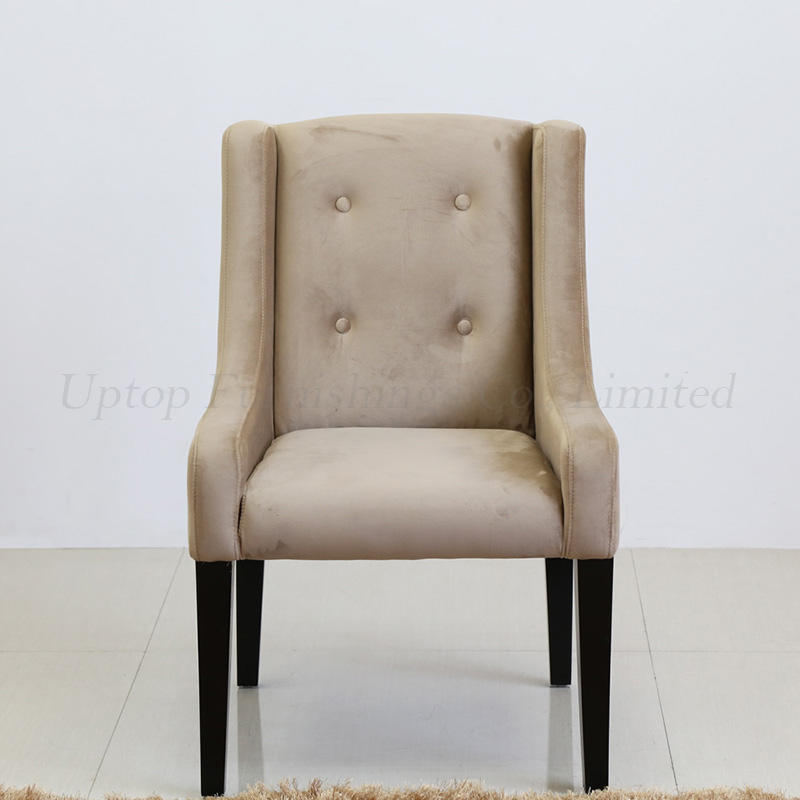 Hot sale restaurant furniture sets pu leather solid wood legs dining chair.