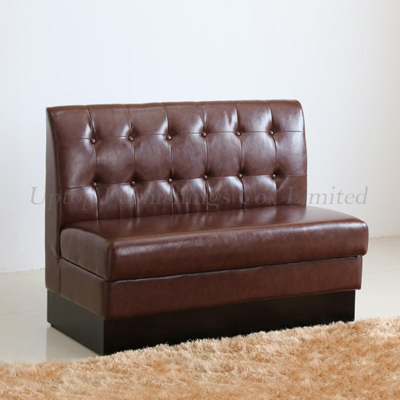 China modern brown leather cafe bench seat custom