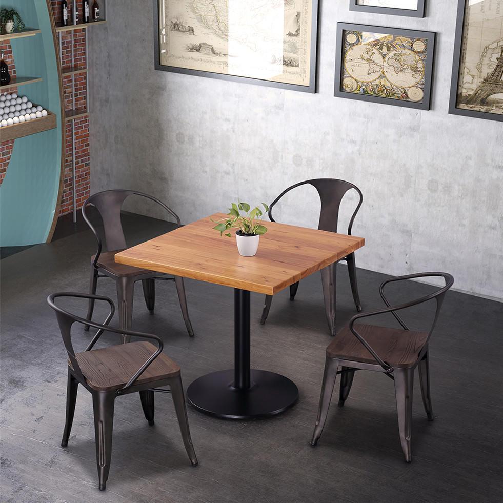 (SP-CT859) Widely Used industrial metal dining table and chairs for restaurant/cafe