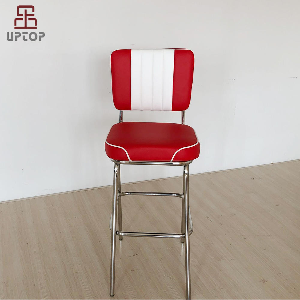 (SP-BS424) American Style stainless steel chair leather bistro bar stool high chair