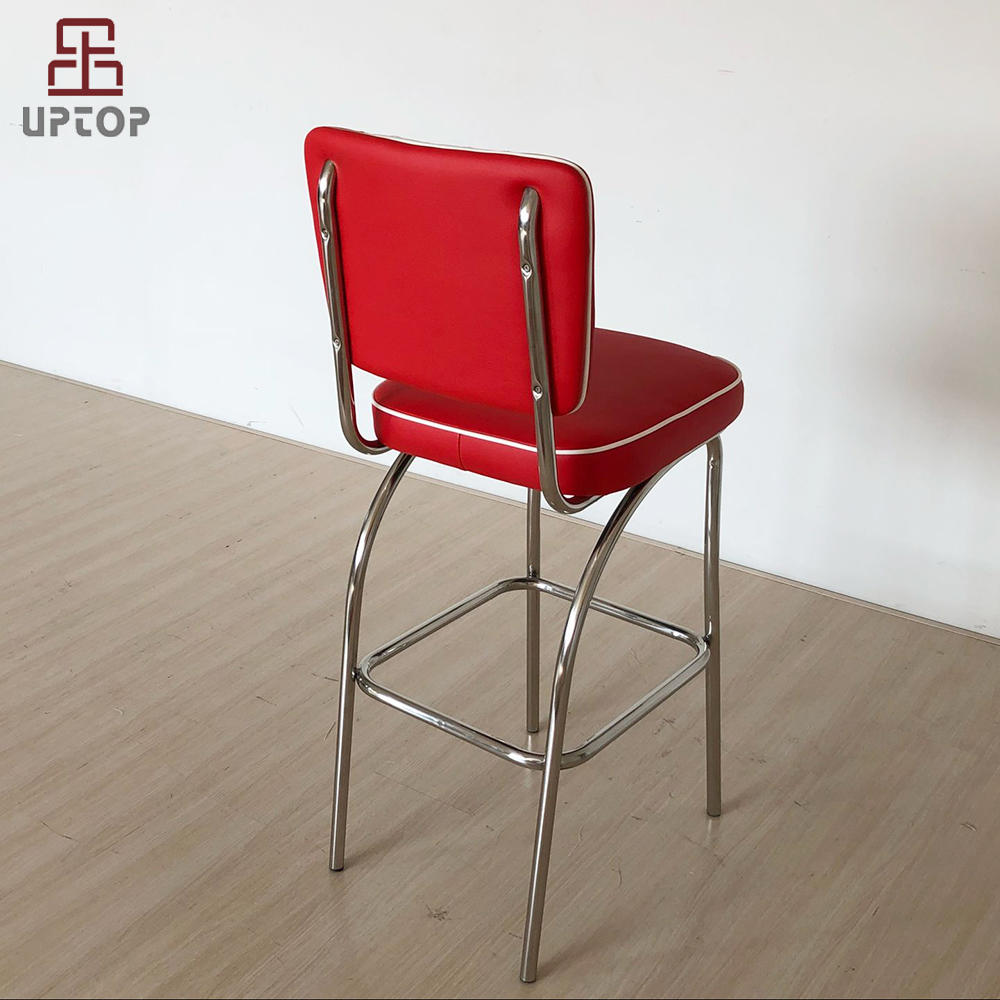 (SP-BS424) American Style stainless steel chair leather bistro bar stool high chair