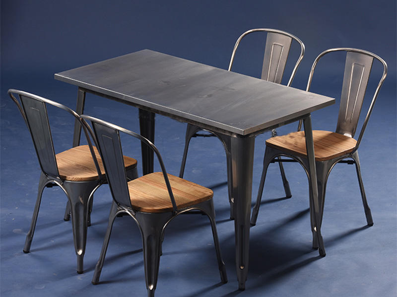 Modern Industrial  Stackable Dining Bistro Cafe Side Chair & Metal Table set (SP-CT676)
