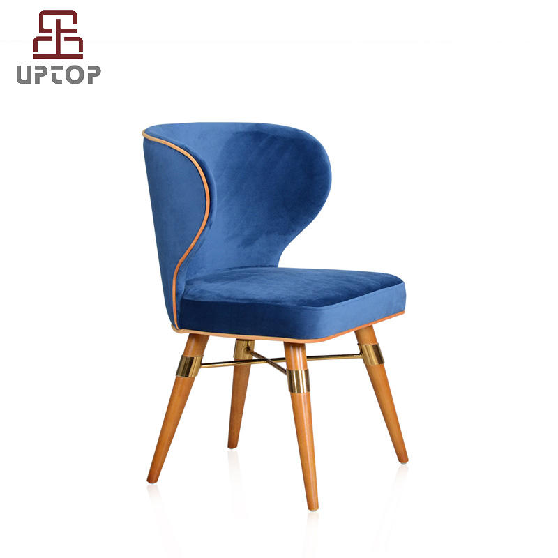 Traditional & Classic velet upholstery louis chair with wood legs (SP-HC585)