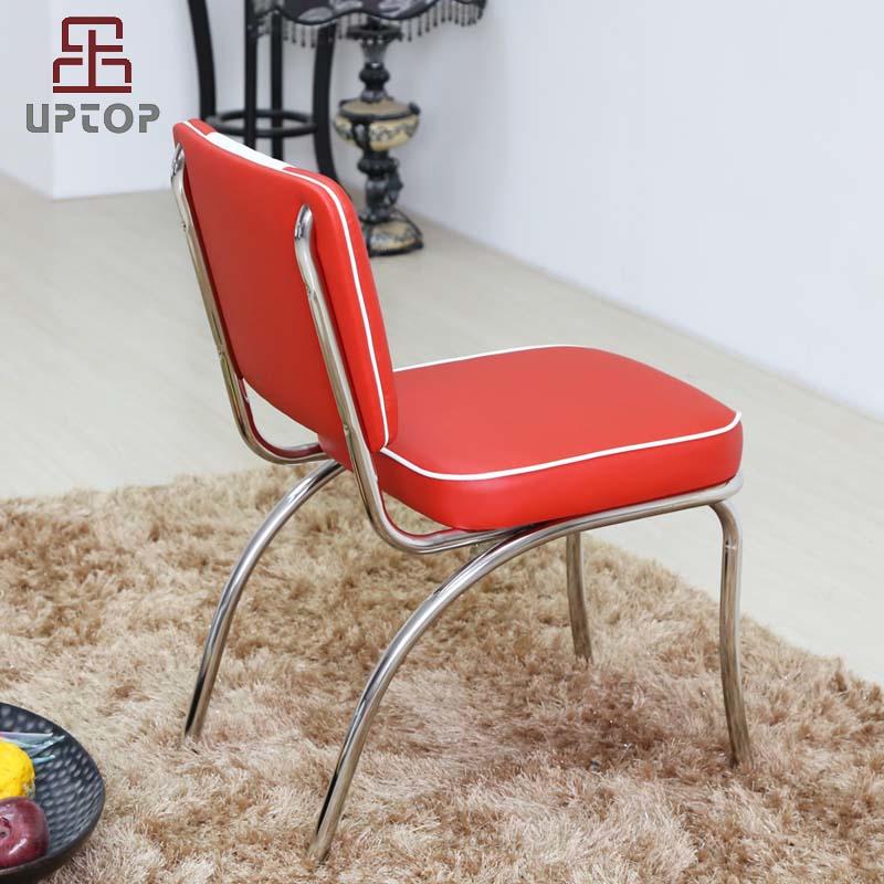 UPTOP Retro Stainless Steel Frame Red & White Leather Restaurant Chair (SP-LC292)
