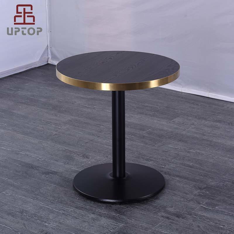 Laminate Top Round Restaurant Dining Table W/ Gold stainless steel edge (SP-RT618)