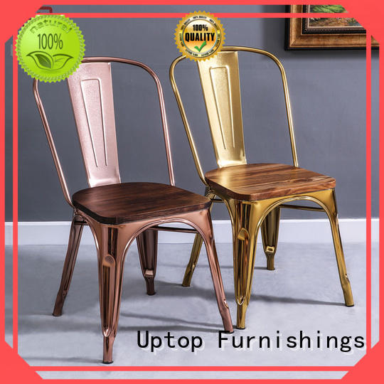 Uptop Furnishings bent white metal chairs from manufacturer