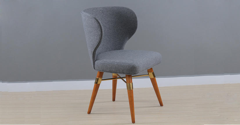 Uptop Furnishings-Traditional Velet Upholstery Louis Side Chair With Wood Legs
