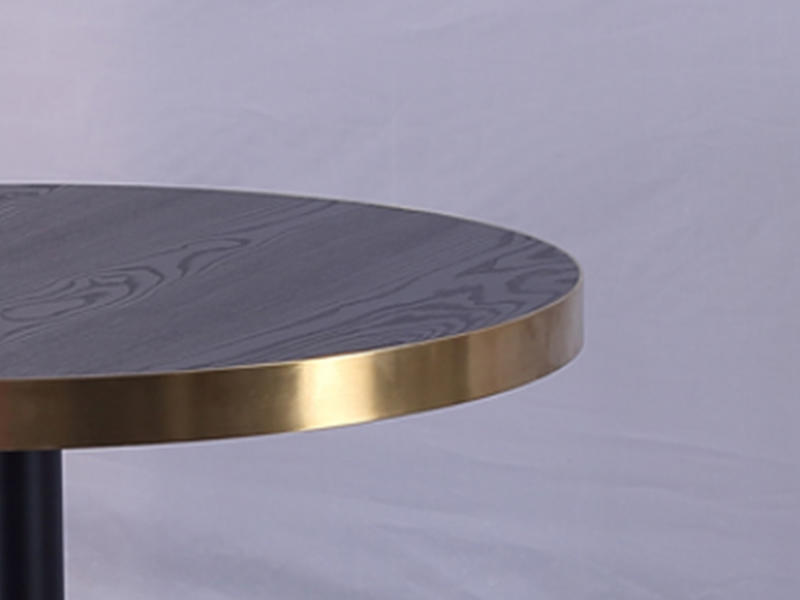 Uptop Furnishings-Best Dining Table Laminate Top Round Restaurant Dining Table W Gold Stainless-1